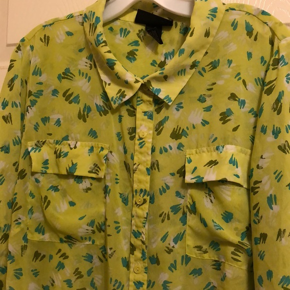 Long sleeve sheer button up Lane Bryant top - Picture 2 of 5